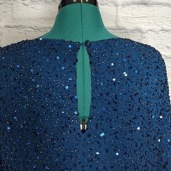 *AIDAN Mattox women's blue dolman sleeve T - shirt split sleeve cocktail dress 6 - Picture 7 of 11